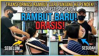 wow transformasi rambut panjang ke pendek