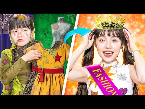 Broke Girl Becomes A Popular Fashionista! Rich Girl Vs Poor Girl At Fashion Contest