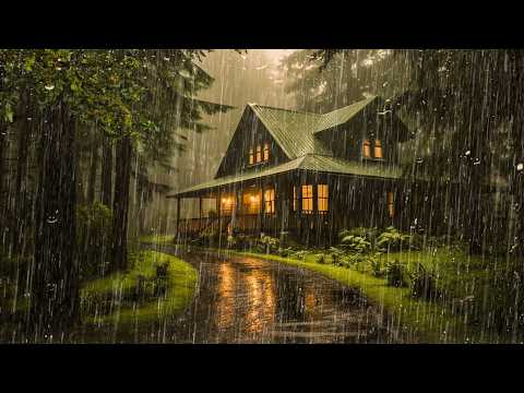 Deep Sleep Instantly On Rainy Night | Heavy Rainfall On Roof & Loud Thunder Sounds | Nature Sounds