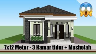 Rumah Minimalis 7x12 Meter dengan 3 Kamar Tidur + 2 Kamar Mandi