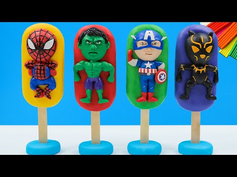 DIY Ice cream mod superhero Hulk, Spider-man, Captain America, Black Panther with Clay