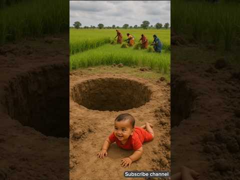 Cute baby falls into a pit and is saved by the rescue team 😭#ai #baby #cutebaby #team