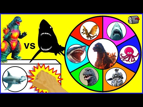 GODZILLA vs SHARKS ๐ฆ Spinning Wheel Slime Game w/ Collectible Godzilla Figures