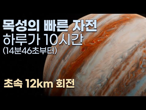 목성의 충격적 자전 속도 (지름 14만km, 그런데 하루가 10시간)