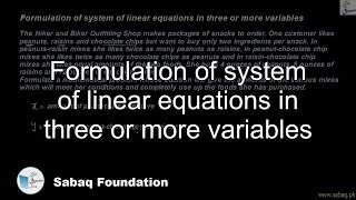 Formulation of system of linear equations in three or more variables