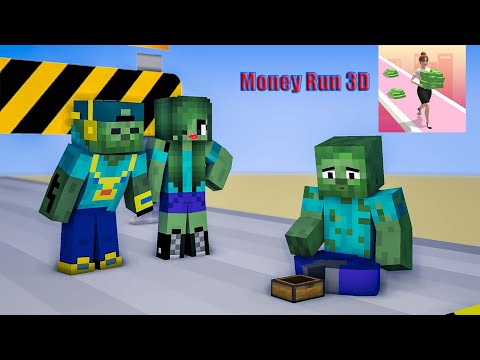 Minecraft Mobs: MONEY RUN 3D POOR OR APHMAU CHALLENGE - Minecraft Funny animation