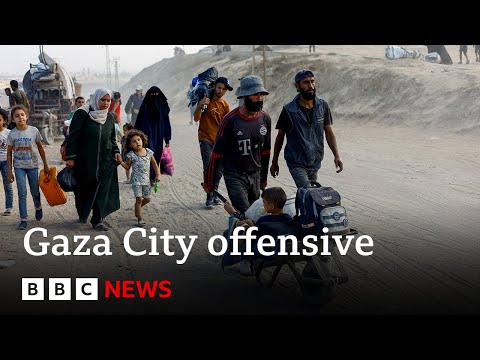 YouTube video thumbnail: Palestinians Flee Gaza City as Israel Launches Major Ground Offensive
