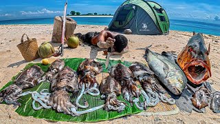 PANEN MONSTER LAUT ! CAMPING DI PULAU INI SURGANYA SOTONG, CUMI & IKAN | Spearfishing Indonesia