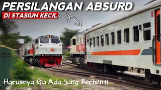 SILANG MEPET‼️Harusnya Dua Kereta ini Ga Berhenti di Stasiun Kecil