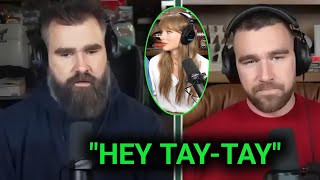 Jason Kelce yells "HEY TAYYYY!" After Catching Travis Kelce Distracted By Taylor Swift..