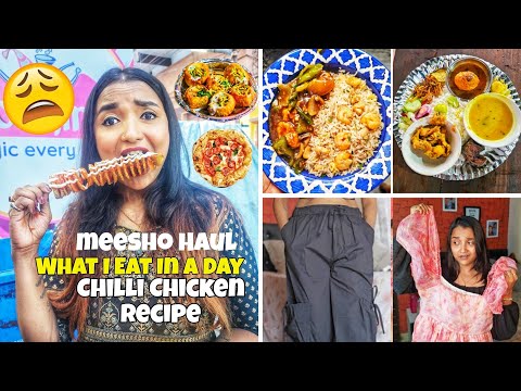 Vlog - Lunch Routine with Chilli Chicken Dry - Meesho Haul, প্রথম চণ্ডী মেলা গেলাম - Day in My Life