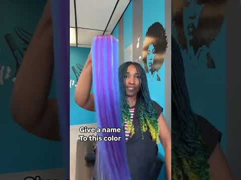 ASMR how to blend hair braid extensions, tinsel color blue and purple