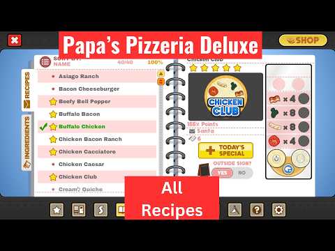 Papa's Pizzeria Deluxe - All Recipes