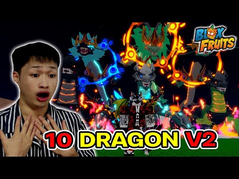 10 Dragon V2🐉 vs Boss!😱 Blox Fruits