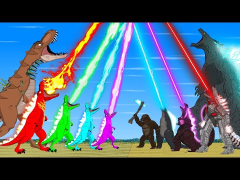 Evolution Of GODZILLA & KONG vs Evolution Of DINOSAURS: Atomic Breath Power Levels - FUNNY CARTOON