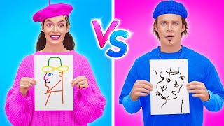 NUEVO 123 GO! COMIDA 🎨 CHICOS vs CHICAS DESAFÍO DE ARTE! (¿Quién es el VERDADERO Artista? 👀🔥)