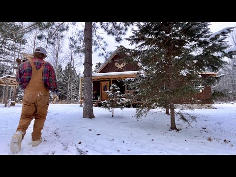 First Snowfall Of 2024 At Our Homestead In Minnesota: Log Cabin Update