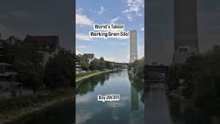 That is Swissmill, a 118-metre grain silo rising right next to the river. #zurich