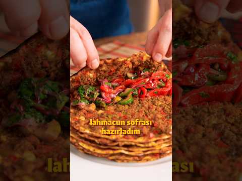 Muhteşem Yancılarıyla LAHMACUN SOFRASI 🥗🤩 #yemekcom #lahmacun #salata