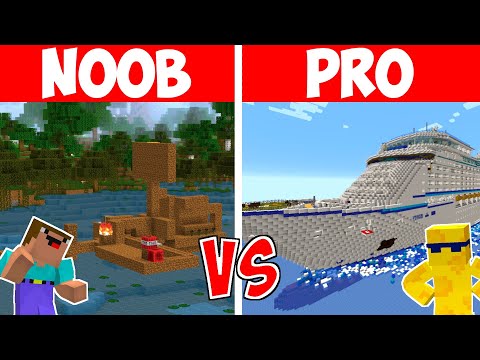 NOOB vs PRO: SAFEST SECURITY $50,000,000 CRUISE SHIP BUILD CHALLENGE (Minecraft)