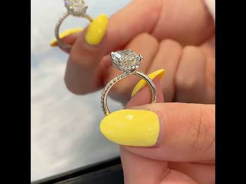 3.5 carat Lab Grown Emerald Cut Swoop Design Ring