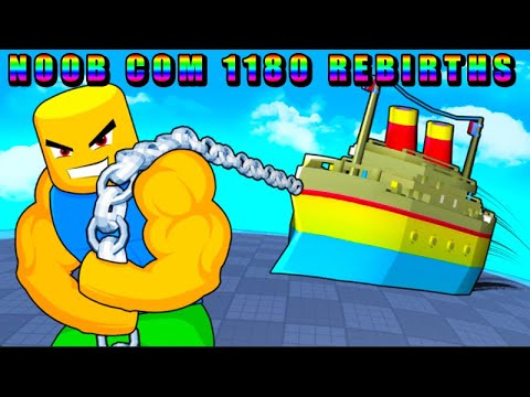 NOOB PEGOU 1180 REBIRTHS E SE  TORNOU MAIS FORTE NO STRONGMAN SIMULATOR - ROBLOX