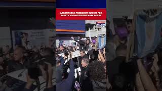 Watch: Argentina President Milei Rushes For Safety As Furious Protesters Hurl Rocks #shorts