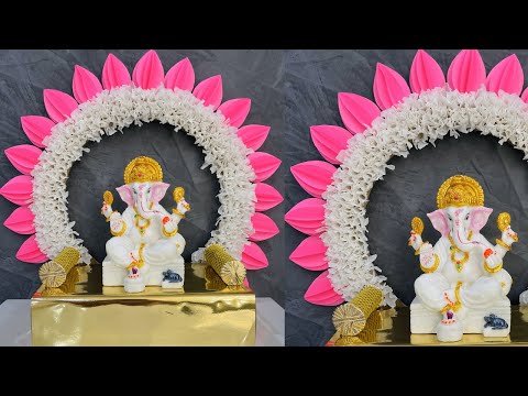 Ganpati Decoration Ideas At Home || Ganapathi Decorations || Ganpati Makhar  || Ganesha Makhar DIY