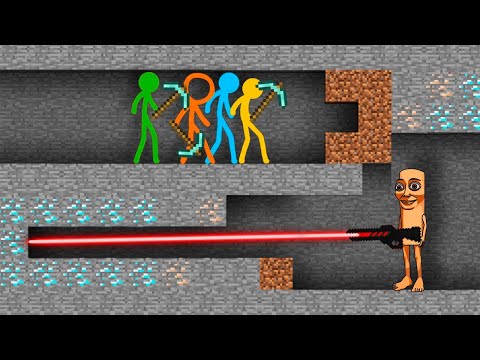Stickman vs Minecraft TUNG TUNG SAHUR LASER BATTLE Stickman Minecraft Animation