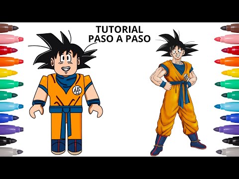 Dibujamos a Goku en forma de Roblox! TUTORIAL PASO A PASO
