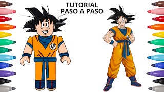 Dibujamos a Goku en forma de Roblox! TUTORIAL PASO A PASO