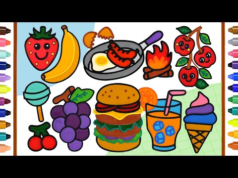Food, fruit Jelly Painting for Kids, Children | Clay drawing, Coloring hamburger