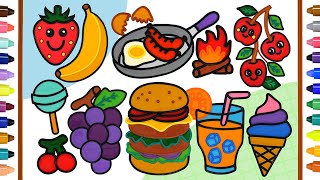 Food, fruit Jelly Painting for Kids, Children | Clay drawing, Coloring hamburger