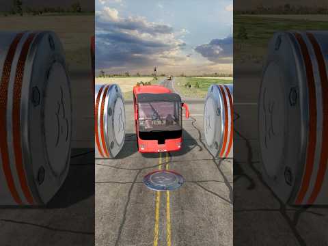 Mix Colourful Buses & School Bus vs Bollard Crash #shorts #beamng #crash #beamngdrive