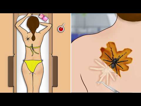 ASMR Remove Dangerous Spider from bloated skin animation