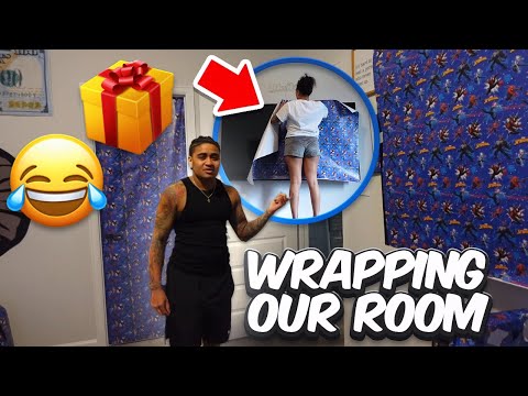 I WRAPPED HIS ENTIRE GAME ROOM IN WRAPPING PAPER 🎁 Prank gone wrong Vlogmas day 13