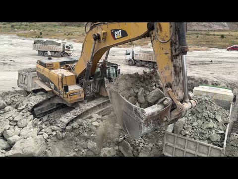 Caterpillar 385C Excavator Loading Mercedes & MAN 4 Axle Trucks - Sotiriadis/Labrianidis - 4K