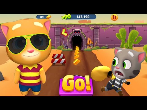 Talking Tom Gold Run - Ginger Raccoon Unlocked Boss Tom In The Wild West - Full Screen