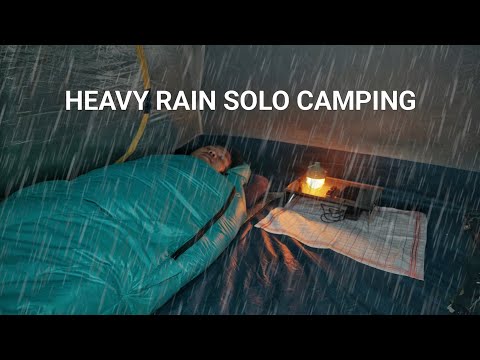 Cozy Solo Camping in Heavy Rain | ASMR Adventure