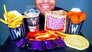 ASMR WENDY'S EATING SHOW SPICY RIP CHICKEN NUGGETS TAKIS FRIES WEDNESDAY MUKBANG BLOOD FROSTY JERRY
