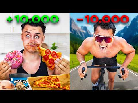 10.000 Kalorien ESSEN und VERBRENNEN in 24 Stunden Challenge (extra schwere Version) 🍔🔥🍟