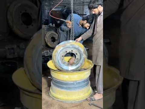 Recycling Heavy Equipment Rims into Harvester Wheels #recycle #machine #shorts #fyp