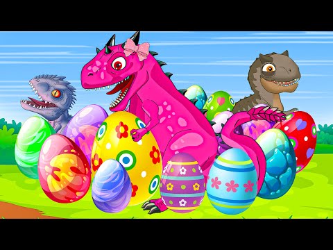 Trex Dinosaur Egg Heist Adventure: Brachiosaurus, Triceratops vs Rhino, Indominusrex Jurassic World