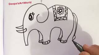 How to draw cute elephant 🐘 | very easy step by step drawing for beginners 🙂