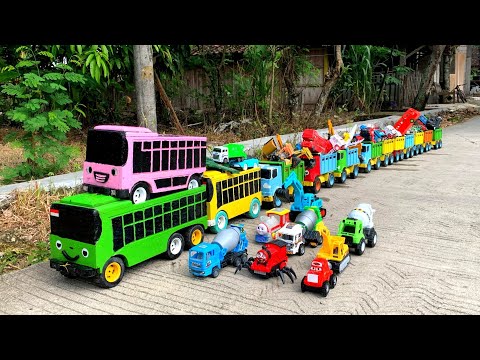 WADIDAW  !! Mobil Truk Tronton Panjang Bongkar Mainan Mobil Mobilan Truk Molen, Bus Tayo, Excavator