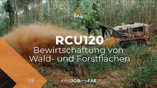 Ferngesteuerte Raupenfahrzeuge, die je nach angebautem Gerät Holz bis zu einem Durchmesser von 20 cm