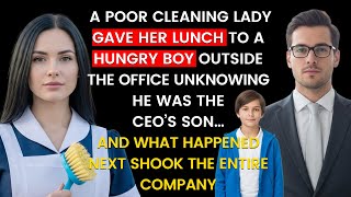 POOR CLEANING LADY Gave Her Lunch to a Hungry Boy—She Had No Idea He Was the MILLIONAIRE CEO’s Son