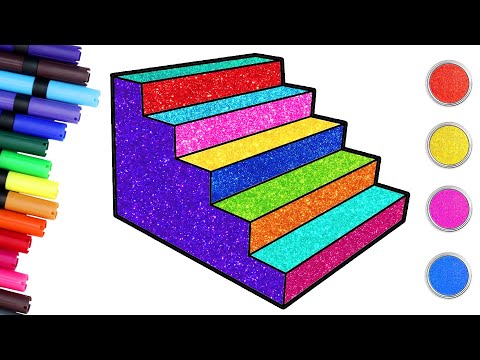 Dibuja y Colorea las Escaleras 3D de Purpurina 🔴🔵🟡🟢Dibujos para niños | Chiki Arte