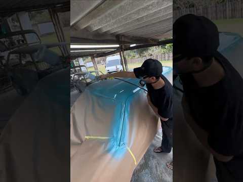 PINTURA DO TETO DA CARAVAN AZUL HAVAÍ.
