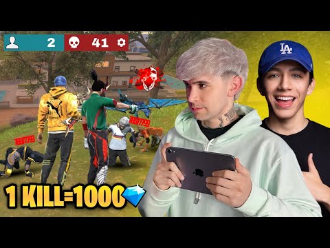 Mi primera vez jugando Free Fire… y cada kill regalo 1000 diamantes 💎🔥